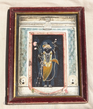 A Miniature Painting  Of The  Shri Nath Ji , Showing the time of Mangala Aarti. Nathdwara North-India. India. Late 19th Early 20th Century.Its size 22cmX30cm(103237).      