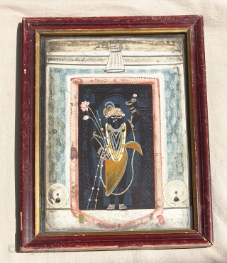 A Miniature Painting  Of The  Shri Nath Ji , Showing the time of Mangala Aarti. Nathdwara North-India. India. Late 19th Early 20th Century.Its size 22cmX30cm(103237).      