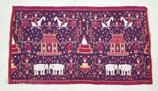Ikat Temple Hanging,Known as Pidan Temple Hanging,From the Khmer Tribe of Cambodia.Southeast Asia.Silk Weft Ikat. C.1900.Its size is 95cmX110cm. Natural Colours(20190504_161507).            