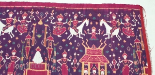 Ikat Temple Hanging,Known as Pidan Temple Hanging,From the Khmer Tribe of Cambodia.Southeast Asia.Silk Weft Ikat. C.1900.Its size is 95cmX110cm. Natural Colours(20190504_161507).            