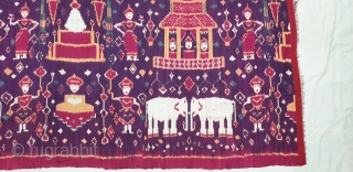 Ikat Temple Hanging,Known as Pidan Temple Hanging,From the Khmer Tribe of Cambodia.Southeast Asia.Silk Weft Ikat. C.1900.Its size is 95cmX110cm. Natural Colours(20190504_161507).            