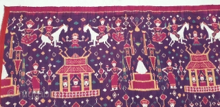 Ikat Temple Hanging,Known as Pidan Temple Hanging,From the Khmer Tribe of Cambodia.Southeast Asia.Silk Weft Ikat. C.1900.Its size is 95cmX110cm. Natural Colours(20190504_161507).            