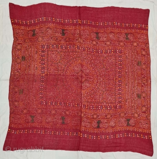 An Very Rare Ceremonial Tie and Dye Odhani (Dupatta). Tie and Dye Work on the Muslin Cotton with natural Dyes. From the Jamnagar  Region of Gujarat, India. This name stems from ‘Raas’, which  ...