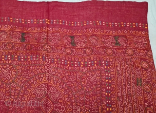 An Very Rare Ceremonial Tie and Dye Odhani (Dupatta). Tie and Dye Work on the Muslin Cotton with natural Dyes. From the Jamnagar  Region of Gujarat, India. This name stems from ‘Raas’, which  ...