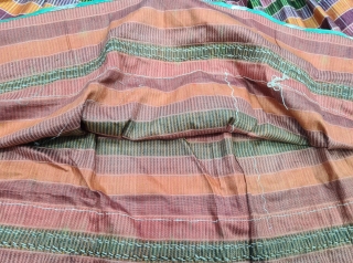 An very Rare Ikat Mashru Ghaghra Skirt , With Real silver Gota patti lace work on it.This Mashru weaving was done in the Deccan Region,Probably Hyderabad South India, Its Multi colour Lehariya Wave  ...