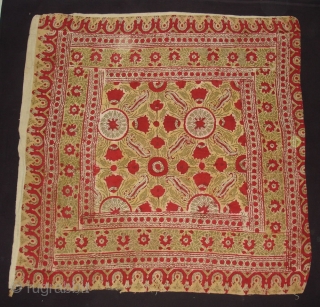 Early Block Print Chakla(Cotton Khadi)From Rajasthan,India.Its size is 92x92cm(DSC09529 New).                       