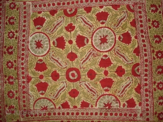 Early Block Print Chakla(Cotton Khadi)From Rajasthan,India.Its size is 92x92cm(DSC09529 New).                       