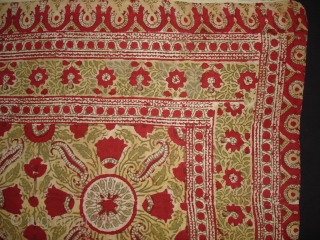 Early Block Print Chakla(Cotton Khadi)From Rajasthan,India.Its size is 92x92cm(DSC09529 New).                       