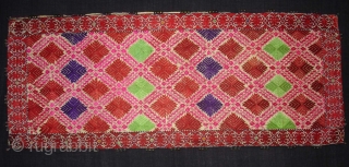 Pillow-Cover,Swat Valley(Pakistan).Cotton embroidered with floss silk.with woolen Braiding and Tassels.Its size is 36cmx88cm(DSC03006 New).                   