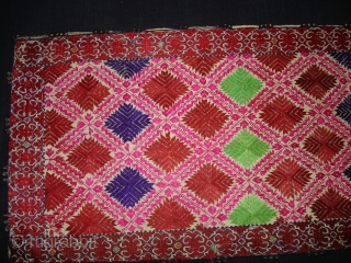 Pillow-Cover,Swat Valley(Pakistan).Cotton embroidered with floss silk.with woolen Braiding and Tassels.Its size is 36cmx88cm(DSC03006 New).                   