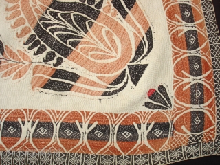 Kantha Quilted and embroidered cotton Kantha Probably From Jessore District of East Bengal(Bangladesh)region.India.Its size is 130cmX177cm(DSC02047 New).                