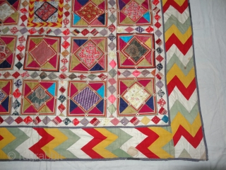 Marriage Canopy Manchester Prints with Applique work on the Cotton, From Saurashtra Region of Gujarat, India.Its size is 158cmx190cm. Circa 1900(133703).            
