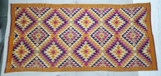 Phulkari From West(Pakistan) Punjab.India.Known As Panchrangi Bagh With Rare influence of Shisha Design with beautiful colour combination of Panchrangi Colours,C.1900.Very Rare kind of Phulkari(20190511_154603).
         