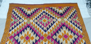 Phulkari From West(Pakistan) Punjab.India.Known As Panchrangi Bagh With Rare influence of Shisha Design with beautiful colour combination of Panchrangi Colours,C.1900.Very Rare kind of Phulkari(20190511_154603).
         