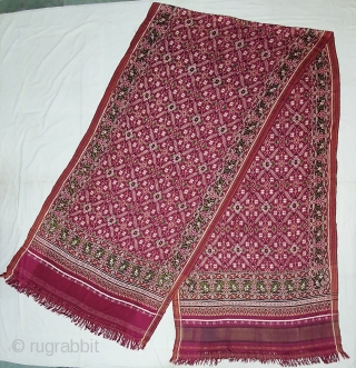 Patola Sari Silk Double ikat.Probably Patan Gujarat. India. this Patola sari has the type of geometric,non figurative pattern particularly favored by the ismaili Muslim merchant community of the Vohras.And its called Vohra-Gaji-Bhat.(Vohra  ...