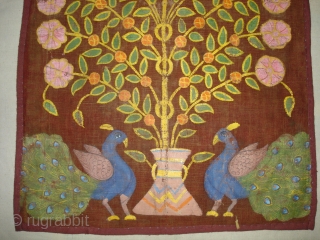 Tree of Life(Cotton Khadi)From Gujarat India.Painted and Printed with polychrome pigments.Its size is 48cmx92cm(DSC04981New).                   