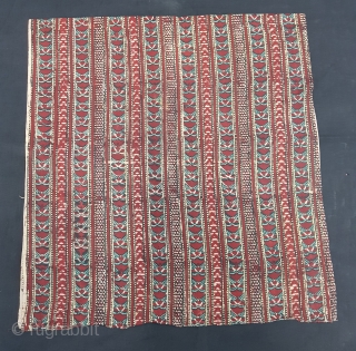 Early Daabu Block Print Yardage, Natural Dyes on cotton, From Balotra, Rajasthan. India.C.1900.Its size is 73cmX306cm.(152912).                 