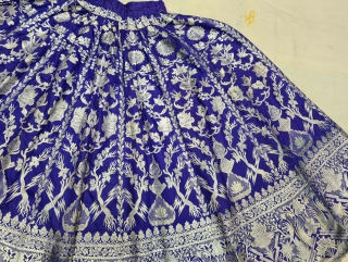 Wedding Lehenga  (Skirt) Zari (Real Silver) Brocade From Varanasi,  Uttar Pradesh. India.Known As Marwadi Lehenga. The lehenga is fashioned from silk and real gold-polished silver zari. The silk is a deep purple while  ...