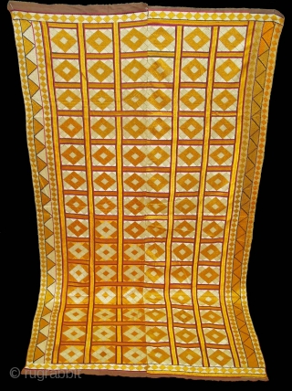 Phulkari From West(Pakistan)Punjab. India. Showing the Beautiful  Patang (Kites) Design
With Change of Colours combination. c.1850-1900.Floss silk on hand spun cotton ground cloth(DSC02247)          