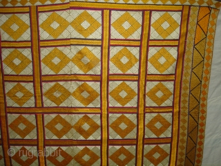 Phulkari From West(Pakistan)Punjab. India. Showing the Beautiful  Patang (Kites) Design
With Change of Colours combination. c.1850-1900.Floss silk on hand spun cotton ground cloth(DSC02247)          