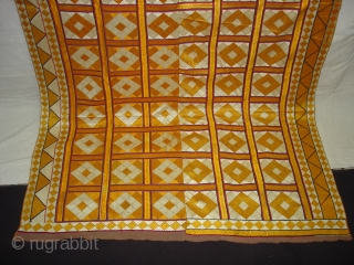 Phulkari From West(Pakistan)Punjab. India. Showing the Beautiful  Patang (Kites) Design
With Change of Colours combination. c.1850-1900.Floss silk on hand spun cotton ground cloth(DSC02247)          