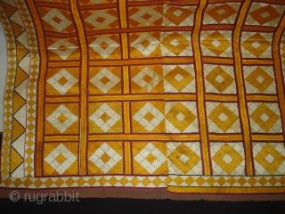 Phulkari From West(Pakistan)Punjab. India. Showing the Beautiful  Patang (Kites) Design
With Change of Colours combination. c.1850-1900.Floss silk on hand spun cotton ground cloth(DSC02247)          