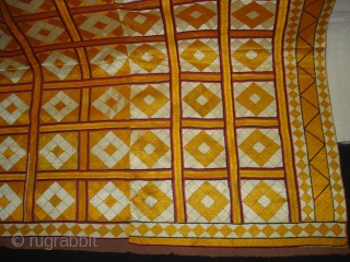 Phulkari From West(Pakistan)Punjab. India. Showing the Beautiful  Patang (Kites) Design
With Change of Colours combination. c.1850-1900.Floss silk on hand spun cotton ground cloth(DSC02247)          