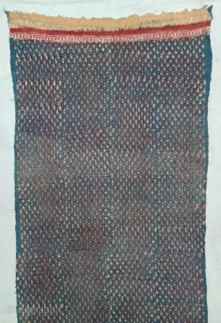 Indigo Blue Chintz Kalamkari Yardage, Wood Block And Hand-Drawn, Mordant- And Resist-Dyed Khadi Cotton, From Rajasthan Western Part of India. India. 

C.1850-1900.  its Size is 48cmx410cm(20220519_110735).      