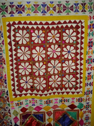 Chandawa Shamiyana(Marquee)Hanging(Appliqued work)From Barmer Region of Rajasthan India.Used For Royal Family's Wedding time.Its size is 155cmx225cm. Very rare Piece and in perfect condition(DSC04997 New).         