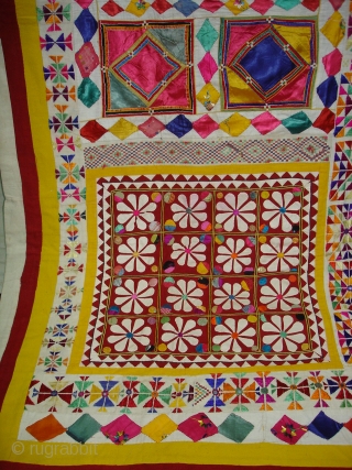Chandawa Shamiyana(Marquee)Hanging(Appliqued work)From Barmer Region of Rajasthan India.Used For Royal Family's Wedding time.Its size is 155cmx225cm. Very rare Piece and in perfect condition(DSC04997 New).         