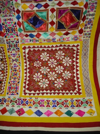 Chandawa Shamiyana(Marquee)Hanging(Appliqued work)From Barmer Region of Rajasthan India.Used For Royal Family's Wedding time.Its size is 155cmx225cm. Very rare Piece and in perfect condition(DSC04997 New).         
