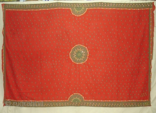 woman's Shawl Abochhini Probably Rajput Group,From Tharparkar Sindh of Pakistan.cotton with cotton Embroidery.Its size is 145cmX210cm(DSC03620 New).                