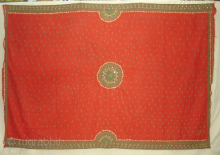 woman's Shawl Abochhini Probably Rajput Group,From Tharparkar Sindh of Pakistan.cotton with cotton Embroidery.Its size is 145cmX210cm(DSC03620 New).                