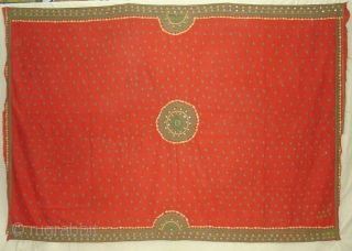 woman's Shawl Abochhini Probably Rajput Group,From Tharparkar Sindh of Pakistan.cotton with cotton Embroidery.Its size is 145cmX210cm(DSC03620 New).                