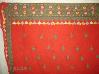 woman's Shawl Abochhini Probably Rajput Group,From Tharparkar Sindh of Pakistan.cotton with cotton Embroidery.Its size is 145cmX210cm(DSC03620 New).                