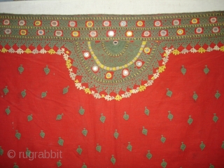 woman's Shawl Abochhini Probably Rajput Group,From Tharparkar Sindh of Pakistan.cotton with cotton Embroidery.Its size is 145cmX210cm(DSC03620 New).                