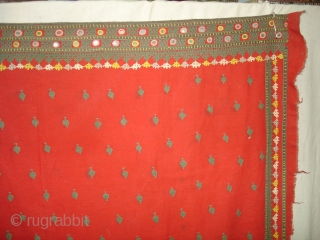 woman's Shawl Abochhini Probably Rajput Group,From Tharparkar Sindh of Pakistan.cotton with cotton Embroidery.Its size is 145cmX210cm(DSC03620 New).                