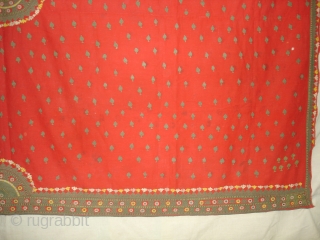 woman's Shawl Abochhini Probably Rajput Group,From Tharparkar Sindh of Pakistan.cotton with cotton Embroidery.Its size is 145cmX210cm(DSC03620 New).                