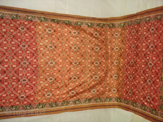 Patola Sari Silk Double ikat.Probably Patan Gujarat. India. this Patola sari has the type of geometric,non figurative pattern particularly favored by the ismaili Muslim merchant community of the Vohras.And its called Vohra-Gaji-Bhat.(Vohra  ...