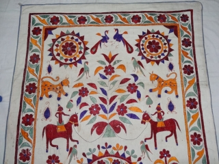 Dharaniya Wall Hanging From Saurashtra Gujarat. India.This were Traditionally used mainly by Kathi Darbar Group of Saurashtra Gujarat .C.1900.Its size is 120x226cm(DSC05960).           