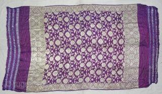 Dupatta Handwoven fuchsia silk with zari (Real Silver) from Varanasi, Uttar Pradesh , India. c.1900. Good condition. Its size 127cmX228cm(DSC05993).             