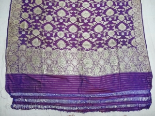 Dupatta Handwoven fuchsia silk with zari (Real Silver) from Varanasi, Uttar Pradesh , India. c.1900. Good condition. Its size 127cmX228cm(DSC05993).             