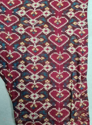 Ejar (Trouser) Silk Double Ikat, Probably Patan Gujarat. India.This Type Patola Ejar design known as Pan-Bhat Design or Pipal leaf Design. This type of Patola Ejar's Mainly Exported to the south-East-Asian markets.

c.1825-1850.

Its  ...