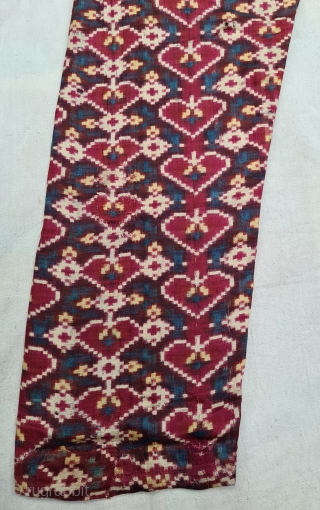 Ejar (Trouser) Silk Double Ikat, Probably Patan Gujarat. India.This Type Patola Ejar design known as Pan-Bhat Design or Pipal leaf Design. This type of Patola Ejar's Mainly Exported to the south-East-Asian markets.

c.1825-1850.

Its  ...