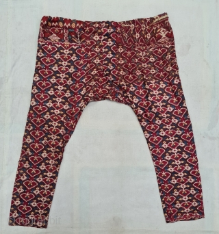 Ejar (Trouser) Silk Double Ikat, Probably Patan Gujarat. India.This Type Patola Ejar design known as Pan-Bhat Design or Pipal leaf Design. This type of Patola Ejar's Mainly Exported to the south-East-Asian markets.

c.1825-1850.

Its  ...