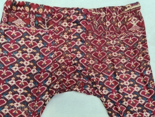 Ejar (Trouser) Silk Double Ikat, Probably Patan Gujarat. India.This Type Patola Ejar design known as Pan-Bhat Design or Pipal leaf Design. This type of Patola Ejar's Mainly Exported to the south-East-Asian markets.

c.1825-1850.

Its  ...