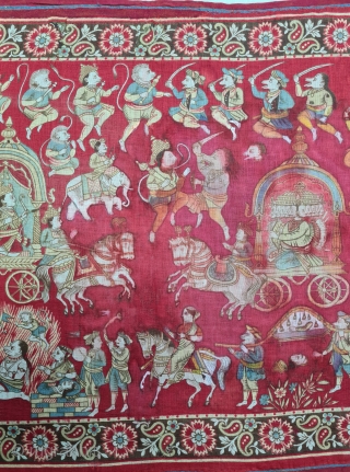 An Rare Epic Story of Ramayana on the Manchester Print From Manchester England made for Indian Market. Roller Printed on Cotton.
The Ramayana Story is about Lord Rama, Sita, Laxman And Ravana, when In the forest Sita was  ...