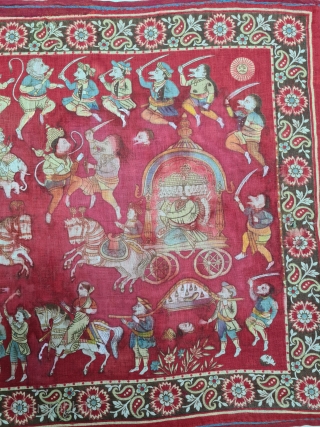 An Rare Epic Story of Ramayana on the Manchester Print From Manchester England made for Indian Market. Roller Printed on Cotton.
The Ramayana Story is about Lord Rama, Sita, Laxman And Ravana, when In the forest Sita was  ...