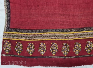 A Very Rare Block Print Lahariya Design Saree, Wood Block And Hand-Drawn, Mordant- And Resist-Dyed Khadi Cotton, From Gujarat, India. India.

c.1875-1900. 

Its size is 115cmX410cm(20220524_161034).        