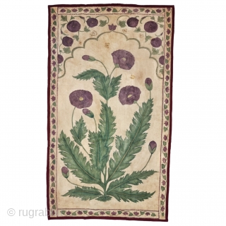 Mughal Floral Tent Hanging (Qanat) From Gujarat, India.  

Most of the memoirs of the Mughal kings refer to the use of the tent during their extensive travels. They provided a suitable  ...